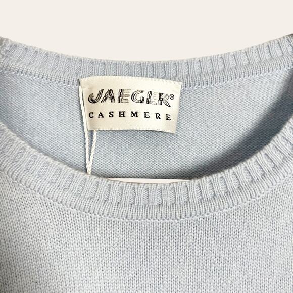 JAEGER Vintage Blue 100% Cashmere Top Size S - Picture 2 of 5